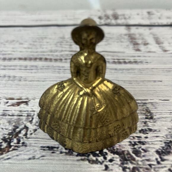 Vintage Southern Belle Victorian Lady Golden Brass Bell Made in England - Picture 2 of 8
